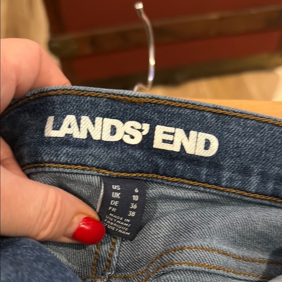 Lands' End Blue Flare Wide Leg Jeans - Picture 2 of 3